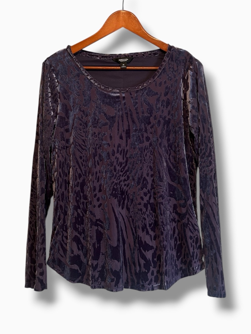 [Simply Vera] Purple Velvet Animal Print Top